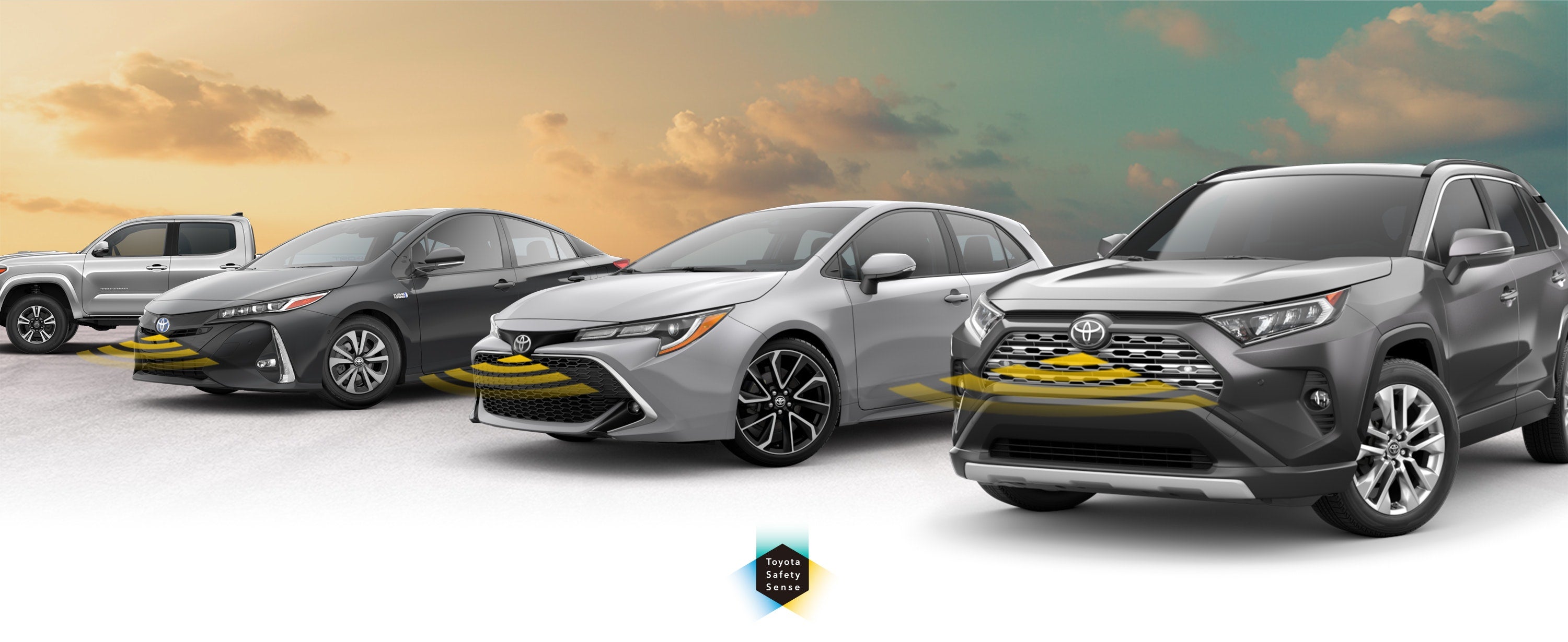 Toyota Safety Sense: Designed for Safety. Options shown on Toyota models including RAV4, Tacoma, and Camry, available now at Jimmy Vasser Toyota of Napa in Napa CA.