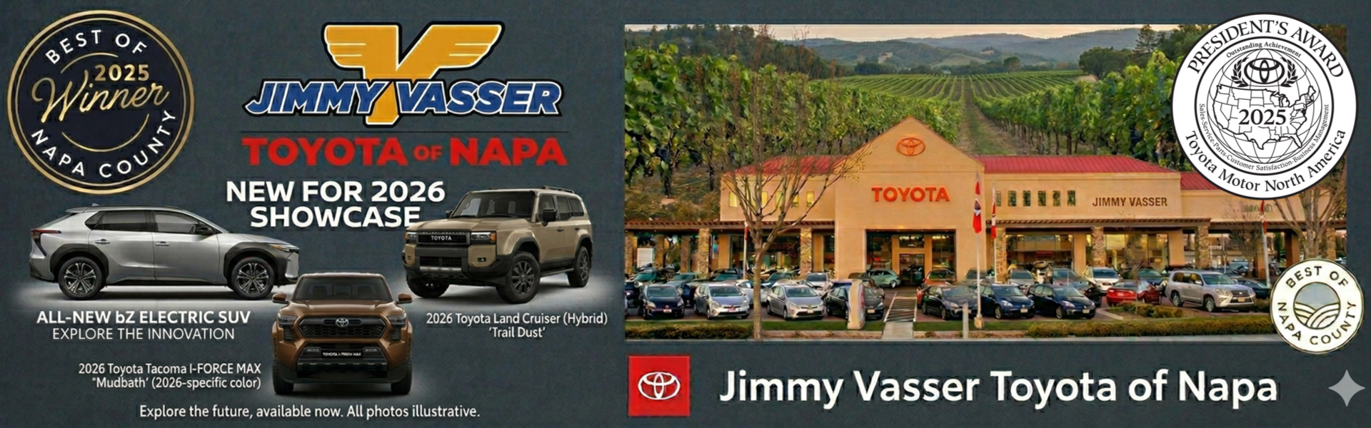 JIMMY VASSER TOYOTA OF NAPA BEST OF 25 WINNER IN NAPA COUNTY