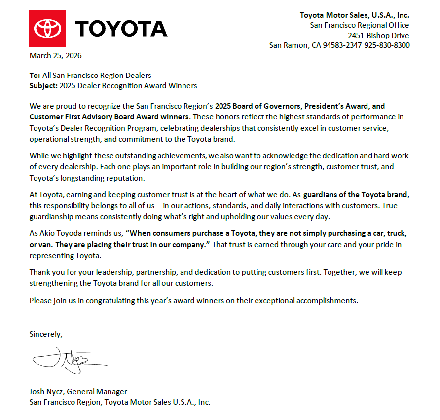 2025 Toyota President's Award Winner Jimmy Vasser in Napa, CA