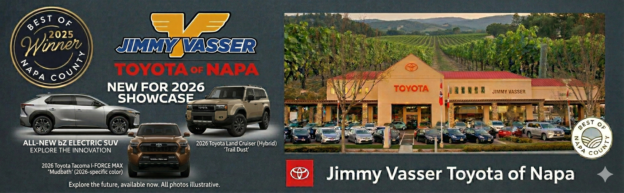 JIMMY VASSER TOYOTA OF NAPA BEST OF 25 WINNER IN NAPA COUNTY